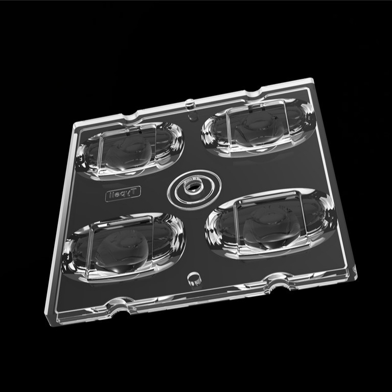 50 * 50mm TYPE2 Asymmetrical 4 In 1 LED Light Lens vật liệu PC cho đèn LED SMD7070 / 5050/4 * 3030