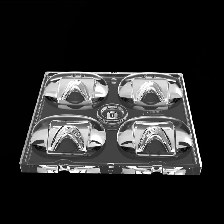 50 * 50mm TYPE2 Asymmetrical 4 In 1 LED Light Lens vật liệu PC cho đèn LED SMD7070 / 5050/4 * 3030