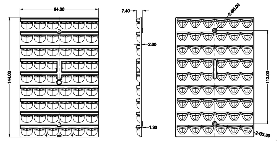 PC Đèn sân vận động LED với ống kính LED 3030 Chips 54, quang học led nhựa cho ánh sáng đường hầm / đèn đường / đèn đường phố /