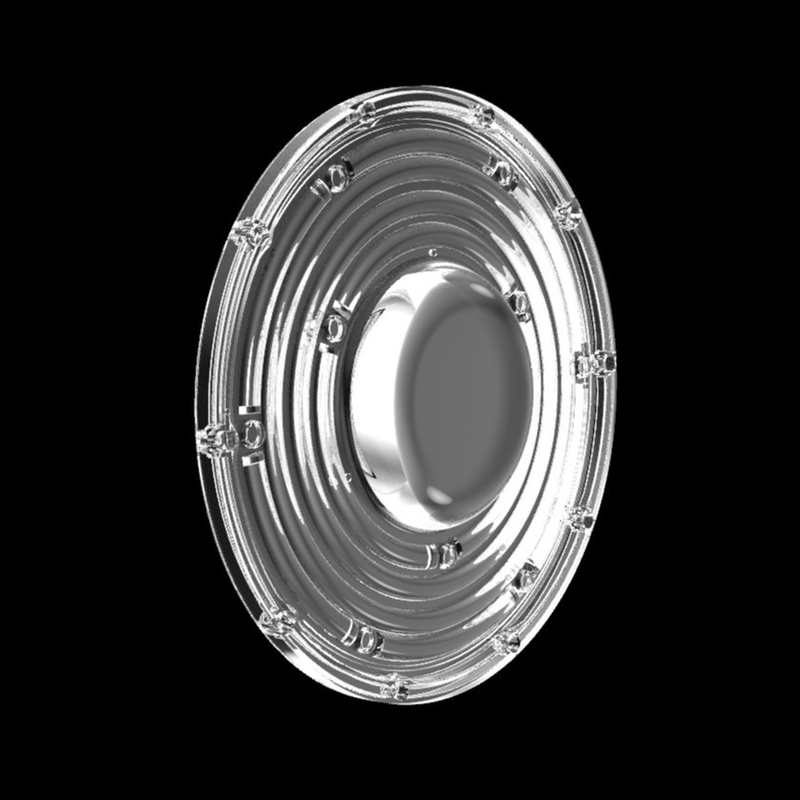 φ235mm UFO tròn High Bay Light Lens 100W 150W 3030 Led Mining Lamp Lens 90 độ Optical Led Lens