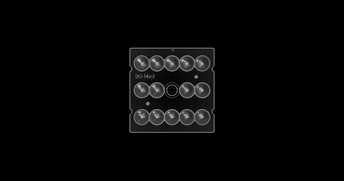 14 Trong 1 PMMA Quang cho Ánh sáng LED, 90 Bằng Cấp LED Lens Array Đối với Ánh sáng đường hầm